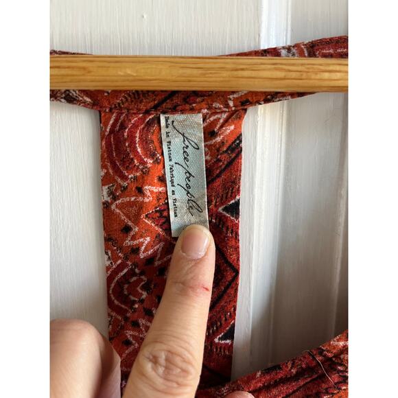 Free People Sundown Babydoll Dress S/P 🧡 Aztec Orange Boho Mini - Picture 7 of 10